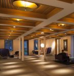 Custom Halo Coffer Ceiling Lights Slatted Timber Symmetrical Design Nulty Bespoke