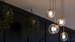 Handblown Glass Globe Pendant Lights Staggered Formation Brass Components Designers Nulty Bespoke